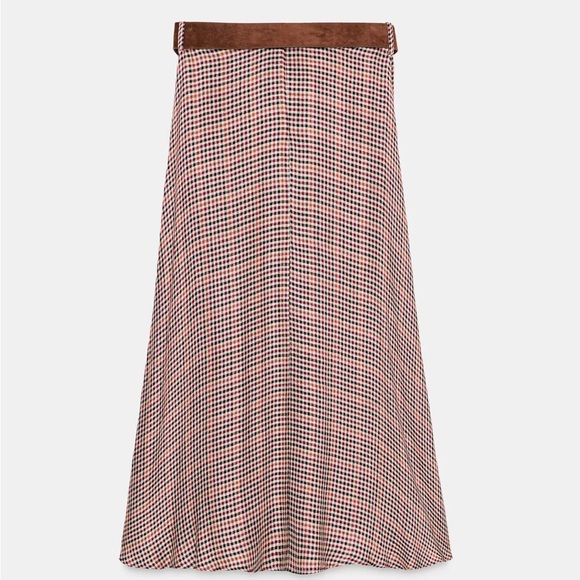 Zara Plaid Skirt With Belt - Picture 5 of 5